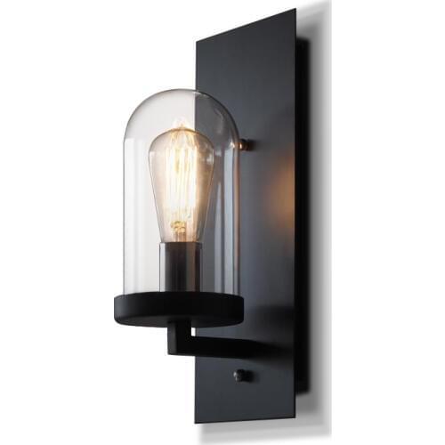 Black Wall Lamp Kitchen Indoor Wall Lights Modern Glass Bed Room Wall Sconce Hotel Wall Lighting Study Lamp Clear Glass Shade