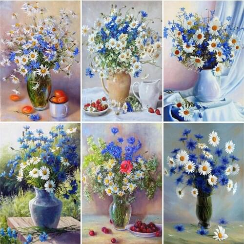 EverShine 5D DIY Diamond Painting Flower Diamond Embroidery Full Drill Square Daisy Picture Rhinestones Mosaic Decor For Home