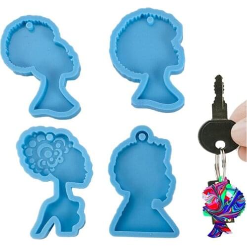 Afro Girl Keychain Resin Mold African Girl Molds Silicone Mould For DIY Afro Girls Shape Pendant Epoxy Craft