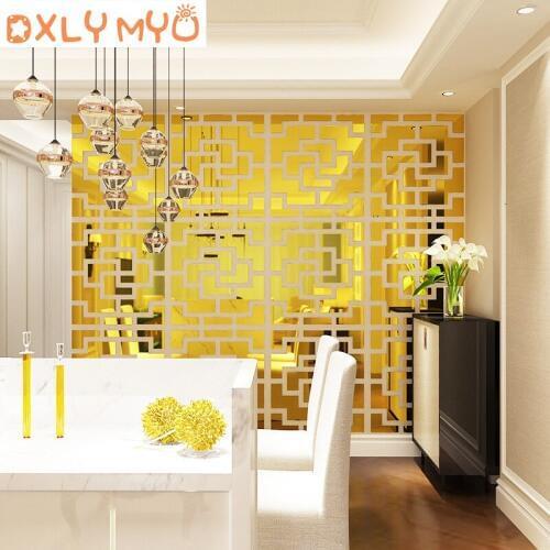 Geometric sticker 3d wall stickers large acrylic mirror stickers office dining room living room wall decor home decoration