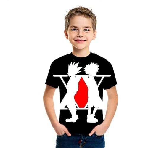 Hunter xx Hunter Anime 2021 Childrens Summer American Simple Short Sleeve 3D Creative Printing T-Shirt Casual Versatile Loose