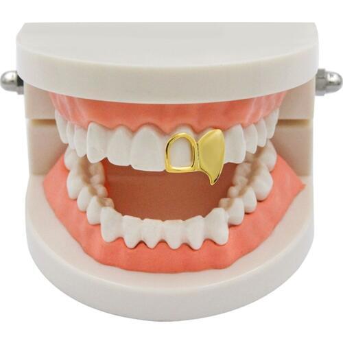Rock Hip Hop 2pcs Teeth Grillz Silver Gold Teeth Grill Cap Top & Bottom Dental Grills for Christmas Party Gift Body Jewelry