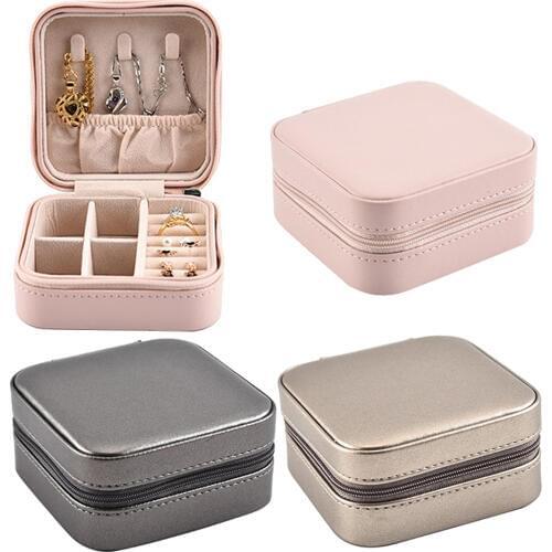 Leather Jewelry Organizer Display Travel Jewelry Case Boxes Portable Grid Sundrie Trinket Organizer Joyeros Organizador De Joyas