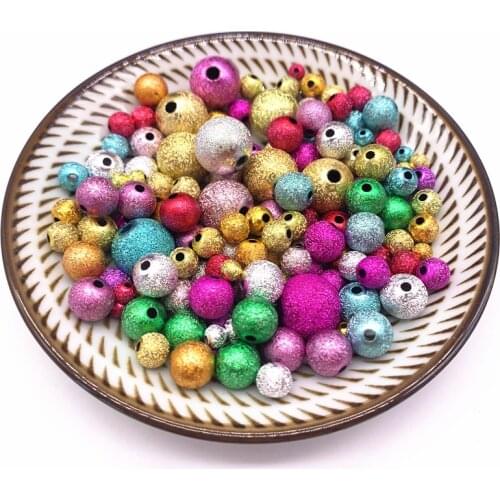 20g Mixing Size Plated Frosted Stardust Round Acrylic Beads Loose Spacer Beads for Jewelry Making DIY Bracelet Accessories