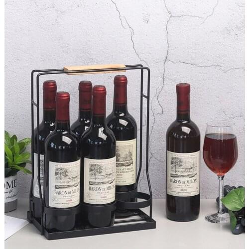 Metal Wine Storage Rack Stable Holds Portable Up To 6 Bottles For Bar KTV Kitchen Six-bottle Beer Beverage Basket