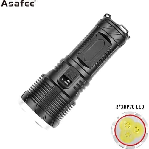 3*XHP70 Powerful Tactical Flashlight USB Rechargeable Flashlight IPX5 Waterproof 5000LM Lamp Ultra Bright Lanter Camping Hunting