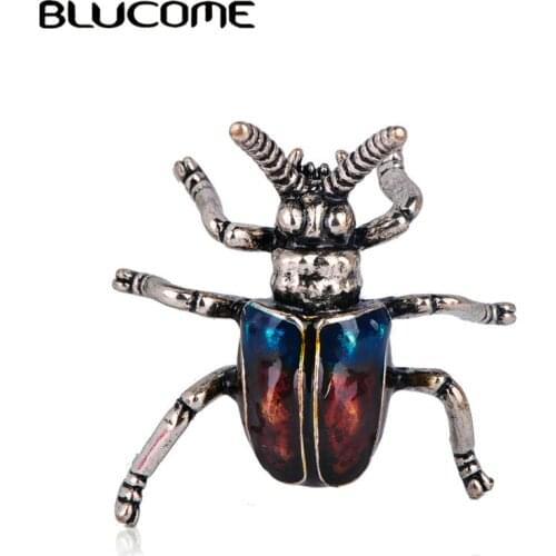 Blucome Vintage Beetle Cockroach Shape Insect Enamel Brooches Jewelry For Kids Men Women Bag Hat Collar Pins Scarf Accessories