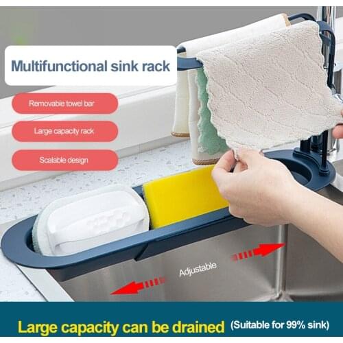 New Telescopic Sink Shelf Kitchen Sinks Organizer Soap Sponge Holder Sink Drain Rack Storage Basket Kitchen Gadgets Accessories