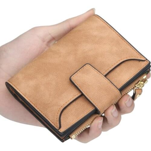 New Fashion Lady Letter Wallet Zipper Short Clutch Solid Vintage Matte Women Wallet Fashion Small Female Purse Short Purse