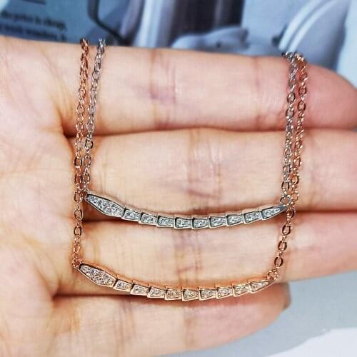 2021 New Simple Smile Shape Zircon Pendant Necklace Fashion Romantic 925 Silver Womens Necklace Sweater Chain