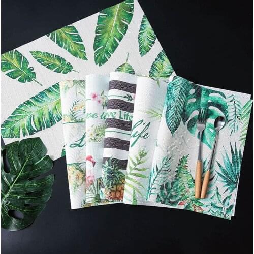 Placemat for Dining Table Non-Slip Tropical Plants Heat Insulation Placemats Heat-resistant Kitchen Dining Accessories Coaster