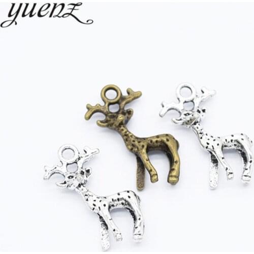 YuenZ 20pcs 2 colour Charms deer Antique silver Plated Pendants alloy Jewelry Making DIY Handmade Craft 22*13mm D9286
