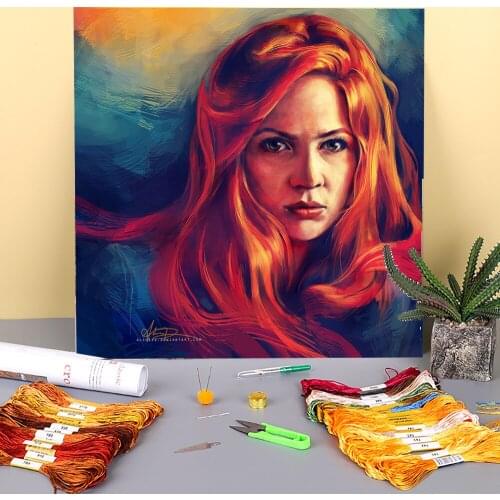 Portrait Amy Pond Printed 11CT Cross-Stitch Embroidery Complete Kit DMC Threads Painting Handmade Handicraft Sewing Mulina