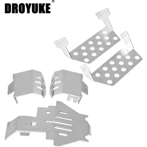 Droyuke TRX4 Stainless Steel Chassis Armor Axle Protector Skid Plate for 1/10 RC Crawler TRAXXAS TRX-4