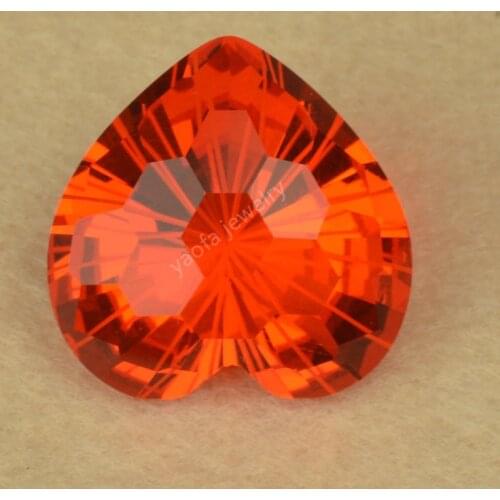 Sale 20x20mm Orange Color Heart Shape Firework Cut Synthetic Gemstone Loose Chrysanthemum Cut Glass Stone For DIY Jewelry