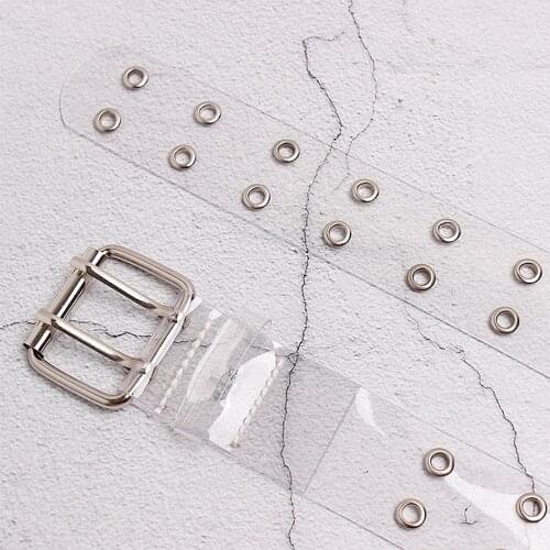 Spring summer new punk double row metal belts for women QZ0085 hollow transparent belt decoration dress pants accessories