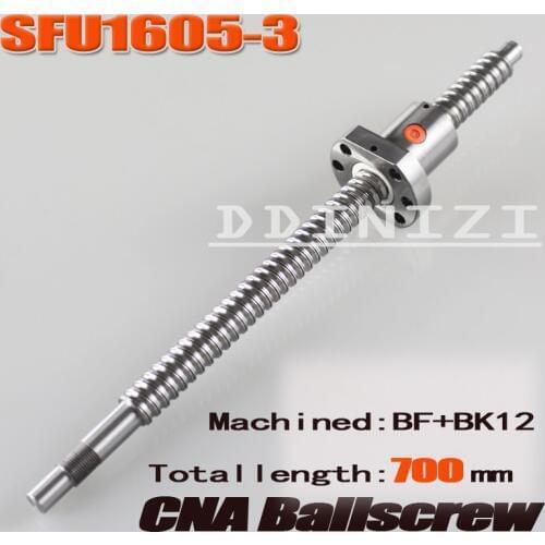 BallScrew 1605 SFU1605 L=700mm SFU1605-3 Rolled Ball screw with single Ballnut for CNC parts BK/BF12 standard end machined