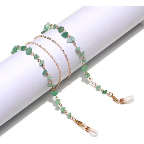 Natural Stone Crystal Handmade Glass Chain Masks Hanging Rope Women Men Retro Amethyst Turquoise Sunglasses Lanyard Eyewear Cord