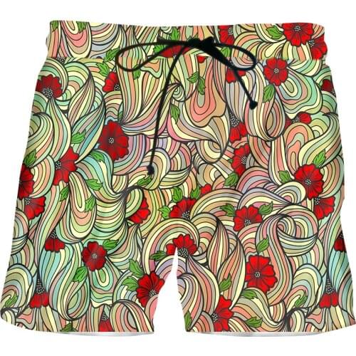 IFPD 3D Shorts Red Flower Printed Mens Summer Beach Shorts Causual Fanny Harajuku Plus Size Comfortable Short Pants Oversized