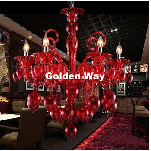 Newly Modern 6L Colorful Chandelier Lamps For Coffee Shop Wedding Bar Blue Red Yellow Glass Ball Lamp Decoration LED Chandelier