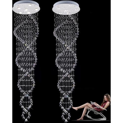 Modern Luster Crystal Chandeliers Lighting Fitting Double Staircase LED Pendant Lamp For Foyer Restaurant Decoration VALKIN