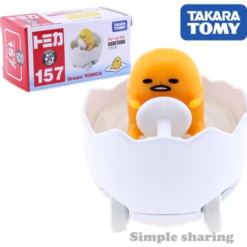 Takara Tomy Dream Tomica 157 Gudetama Anime Figure Egg Car Toy Diecast Miniature Kids Dolls Funny Pop Bauble Model Kit