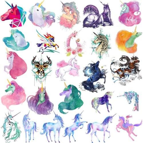 Iron on Cute Horse Patches for Kids Clothing DIY T-shirt Applique Heat Transfer Vinyl Unicorn Patch Stickers Thermal Press