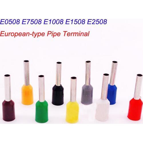 VE0508 E7508 E1008 E1508 E2508 European-type Pipe Terminal Wire Connector Cold Pressure Pin Tube Type Terminals