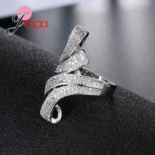High Quality Exaggerated Geometric Rings For Girls Party Jewelry Women Silver Band Style Wedding Ring Accessory