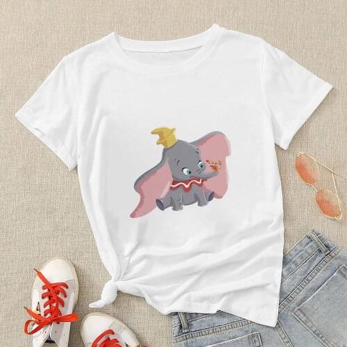 Dumbo and Timothy Top Female Elegant Disney T Shirt Summer Kawaii Harajuku Womens Tees Classic Animation Shirt Movie Fans