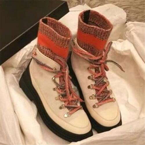 Runway 2020 Sock Women Boots Mixed Color Botas Mujer Women Shoes High Top Sneakers Platform Knitting Booties Tenis Feminino
