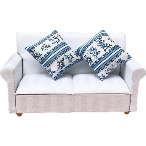 1:12 Miniature Sofa Comfortable Realistic Wood Dollhouse Modern Sofa for Girls Doll house Furniture DIY Embellishment Accessorie