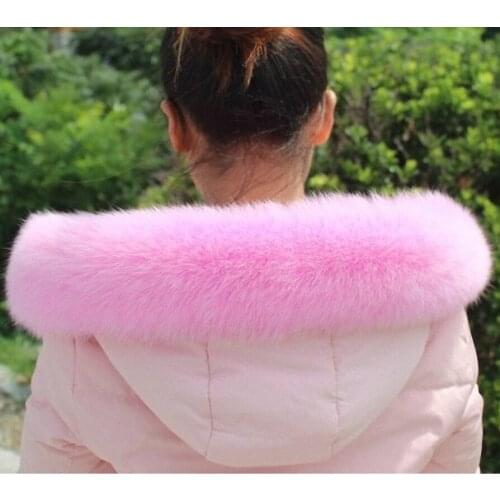 10 Colors Genuine Fox Fur Detachable Collar Scarfs Fashion Coat Sweater Detachable Luxury Fur Collar TKC002-pink