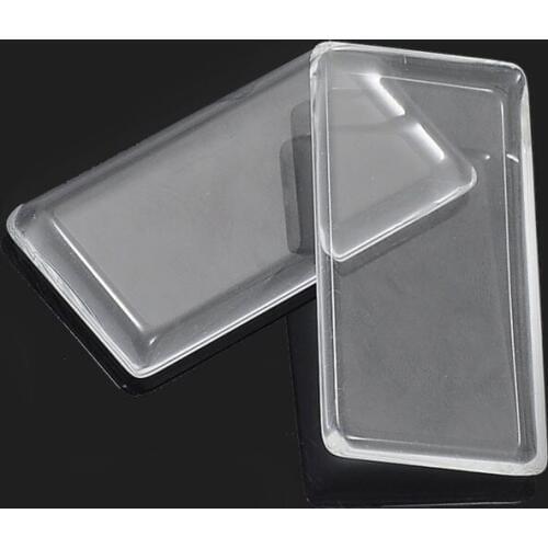 10Pcs 24*48mm Clear Rectangle plane magnifying glass cabs inserts pendant Tray For glass cabochon DIY Jewelry