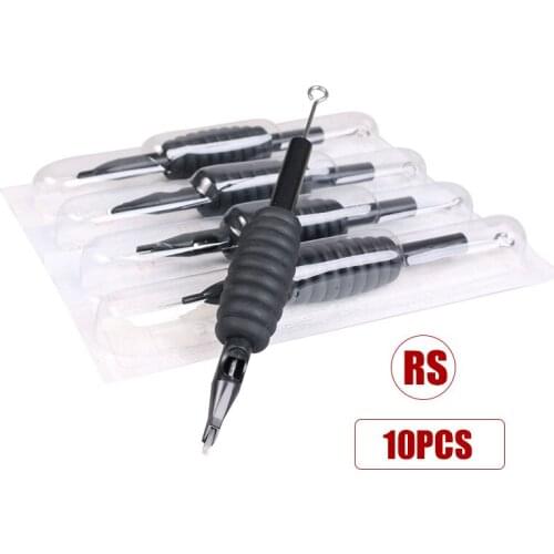 10pcs Black Disposable Sterilized 19mm Grip Tube with Needle Tip Needle RL Round Liner Needles Supplies