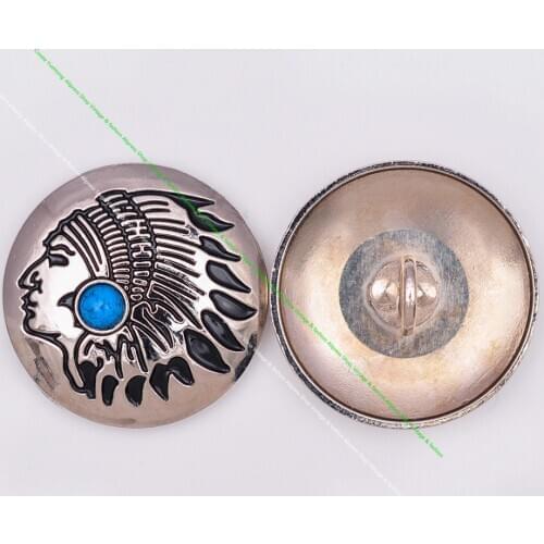 10X Southeast Tribal Silver Indian Chief Dress Decor Blue Turquoise Leathercraft Clothes Garment Conchos Sewing Button
