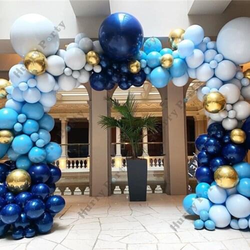 127Pcs Metallic Gold Macaron Blue Balloon Garland Arch Kit Birthday Baby Shower Decorations Wedding Party Balloons Supplies
