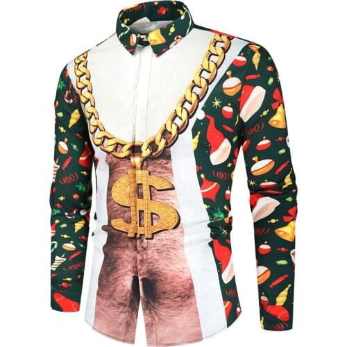 2020 Christmas 3D Funny Printing Men Shirt Long Sleeve Casual More choose Shirt shirt oversize camisas hombre M-XXXXL