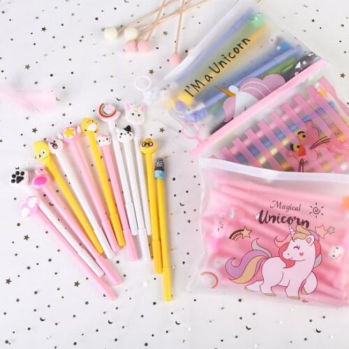 3-10Pcs Kawaii Roller ball Pen Cute Cartoon 20 Color Chunky Ballpoint Pen School Office Supply Gift Stationery Papelaria Escolar