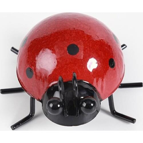 4pcs/lot Cute Ladybugs Wall Sculptures Metal Garden Wall Art Decorative Art Decoration Garden Fence Metal Outdoor Decoration