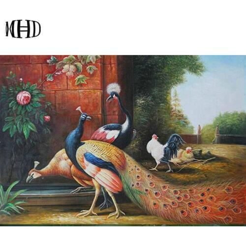 5D DIY diamond painting peacock full round diamond embroidery peacock diamond cross stitch mosaic crystal painting decoration