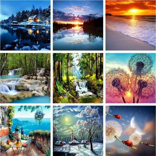 5D DIY full round Diamond mosaic diamond embroidery Landscape sea side embroidered Cross Stitch Home decoration Gift