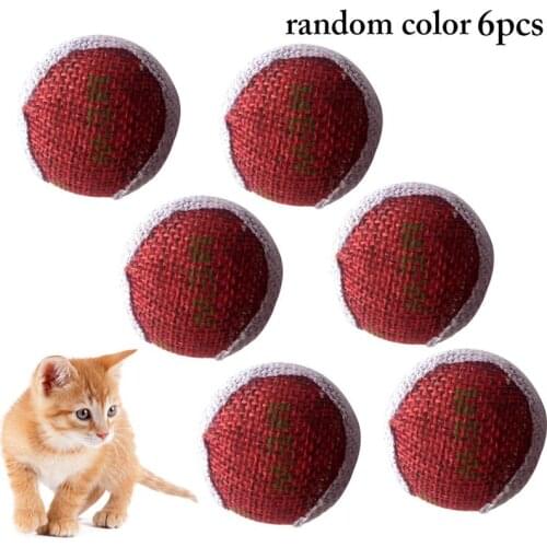 6PCS Cat Ball Toy Mini Patch Kitten Chewing Toy Cat Interactive Toy Pet Chasing Toy Pet Training Toys Pet Supplies Random Color