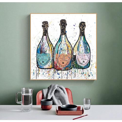 Abstract Watercolor Paintings Wine Bottle Canvas Painting Wall Art Posters and Prints for Living Room Decoration Kitchen Decor