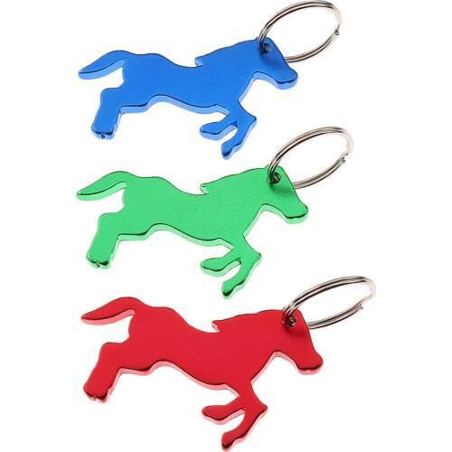 Aluminum Bottle Opener Key Chain Running Horse Pattern Bottle Opener Beer Bar Open Tool Key Ring Bag Pendent Camping Accessories