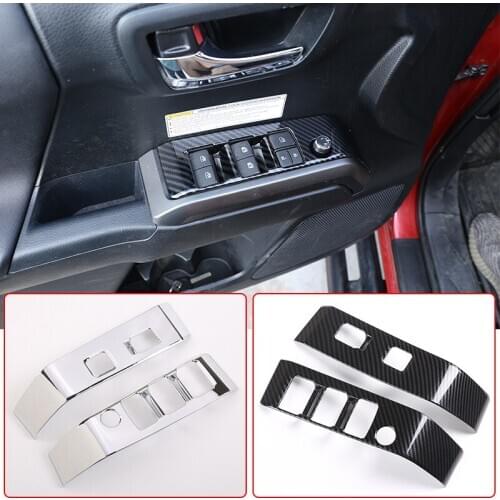 Car Doors Window Lift Switch Panel Frame Cover Trim Sticker ABS Carbon Fiber For Toyota Tacoma 2016-2020 Interior AccessoriesLHD