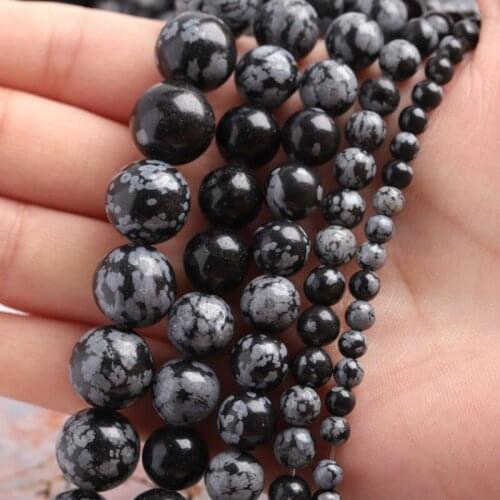 Snowflake Obsidian Bead Naural Loose Spacer Beads 4/6/8/10 Mm for Jewelry Making DIY Bracelet Gift