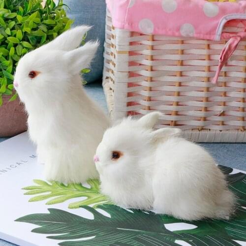 Easter Rabbit Decoration For Home Bunny Realistic Plush Animal Figurines Lifelike Toy Model Birthday Gift Ornament
