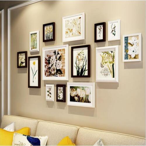 Pastoral Style Wooden Photo Frame Wall 14 pcs Cheap Photo Frame Set Creative Combination Wall Photo Picture Frame Set