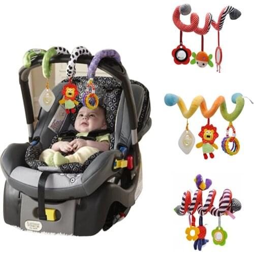 Baby Hanging Rattles Cartoon 0-12 Months Spiral Lions Bed Stroller Toys Infant Squeaky Hand Bells Toy Plush Toddler погремушки